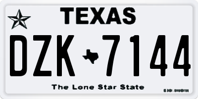 TX license plate DZK7144