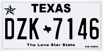 TX license plate DZK7146