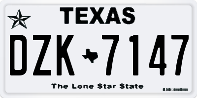 TX license plate DZK7147