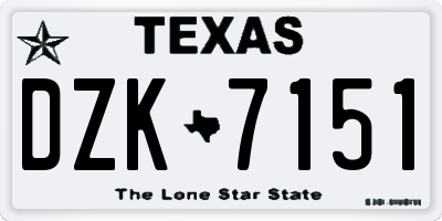 TX license plate DZK7151