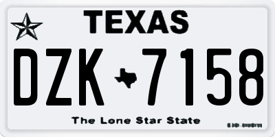 TX license plate DZK7158