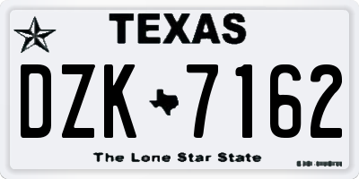 TX license plate DZK7162