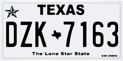 TX license plate DZK7163