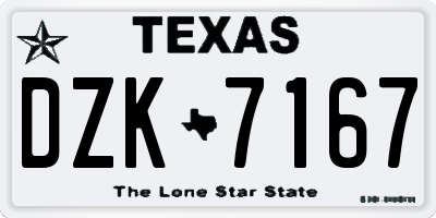 TX license plate DZK7167