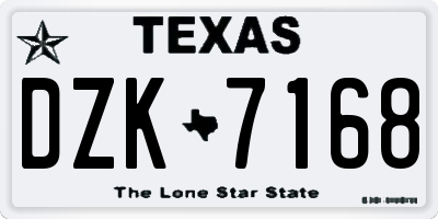 TX license plate DZK7168