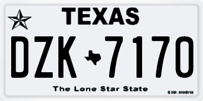 TX license plate DZK7170