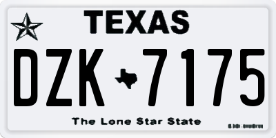 TX license plate DZK7175