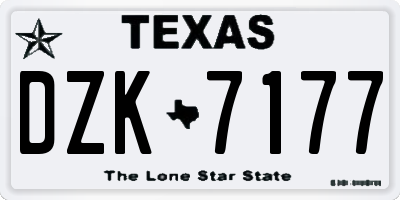 TX license plate DZK7177