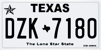 TX license plate DZK7180
