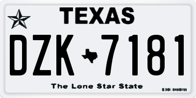 TX license plate DZK7181