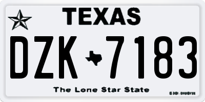 TX license plate DZK7183