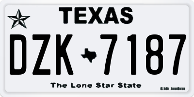 TX license plate DZK7187
