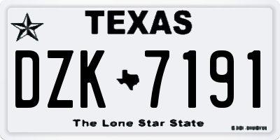 TX license plate DZK7191