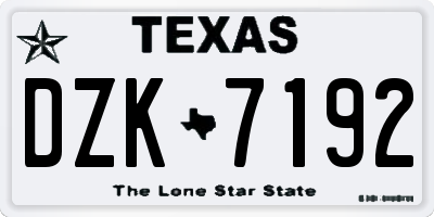 TX license plate DZK7192