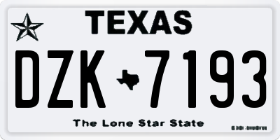 TX license plate DZK7193
