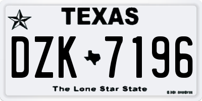 TX license plate DZK7196