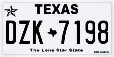TX license plate DZK7198