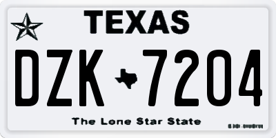 TX license plate DZK7204