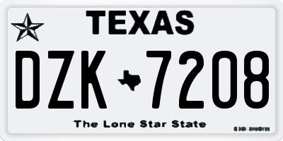 TX license plate DZK7208