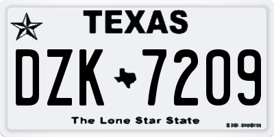 TX license plate DZK7209