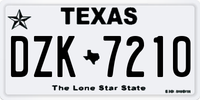 TX license plate DZK7210