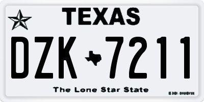 TX license plate DZK7211