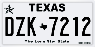 TX license plate DZK7212