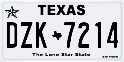 TX license plate DZK7214