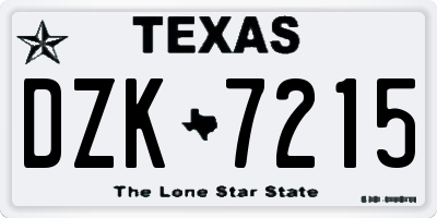 TX license plate DZK7215