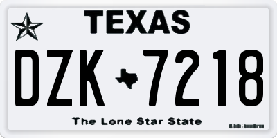 TX license plate DZK7218