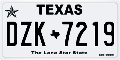 TX license plate DZK7219