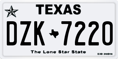 TX license plate DZK7220