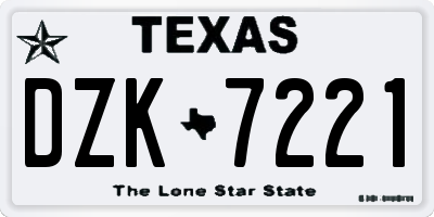 TX license plate DZK7221
