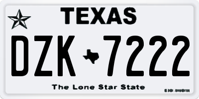 TX license plate DZK7222