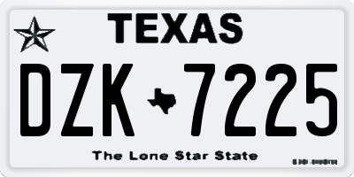 TX license plate DZK7225