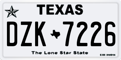 TX license plate DZK7226