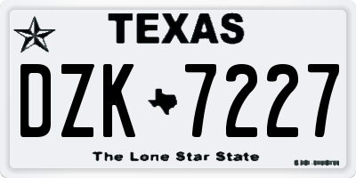 TX license plate DZK7227