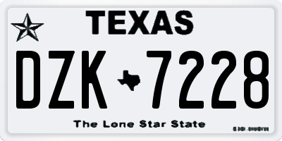 TX license plate DZK7228