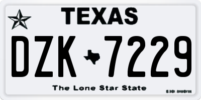TX license plate DZK7229