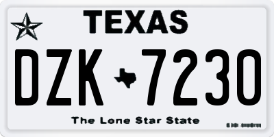 TX license plate DZK7230