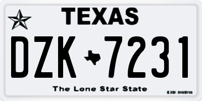 TX license plate DZK7231