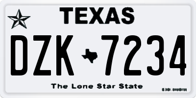 TX license plate DZK7234