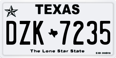 TX license plate DZK7235