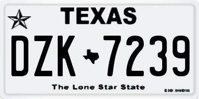 TX license plate DZK7239