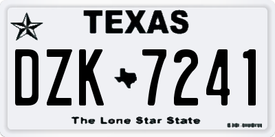 TX license plate DZK7241
