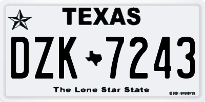 TX license plate DZK7243