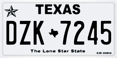 TX license plate DZK7245