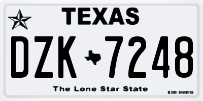 TX license plate DZK7248
