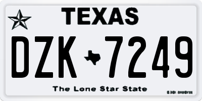 TX license plate DZK7249
