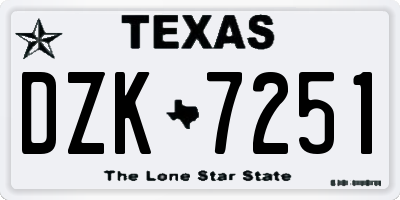 TX license plate DZK7251